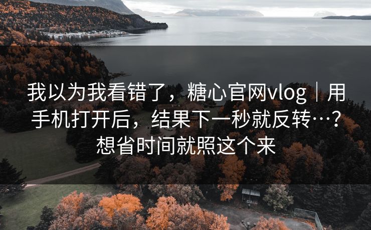 我以为我看错了，糖心官网vlog｜用手机打开后，结果下一秒就反转…？想省时间就照这个来