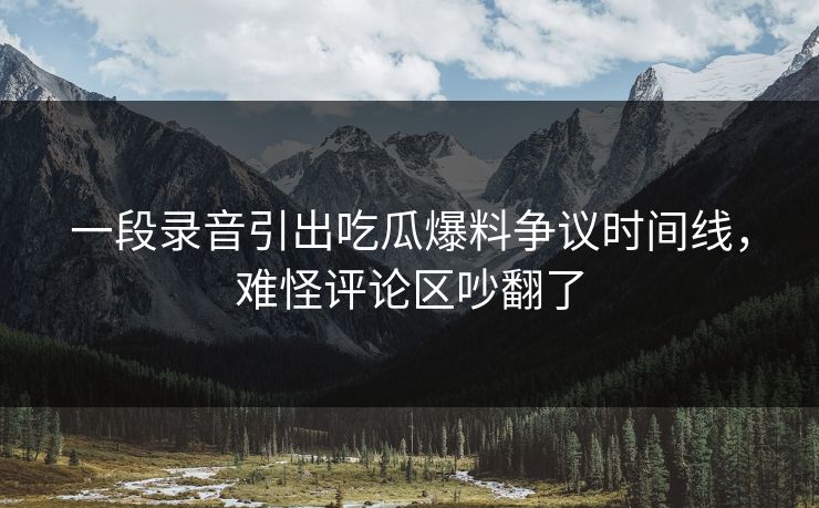 一段录音引出吃瓜爆料争议时间线，难怪评论区吵翻了